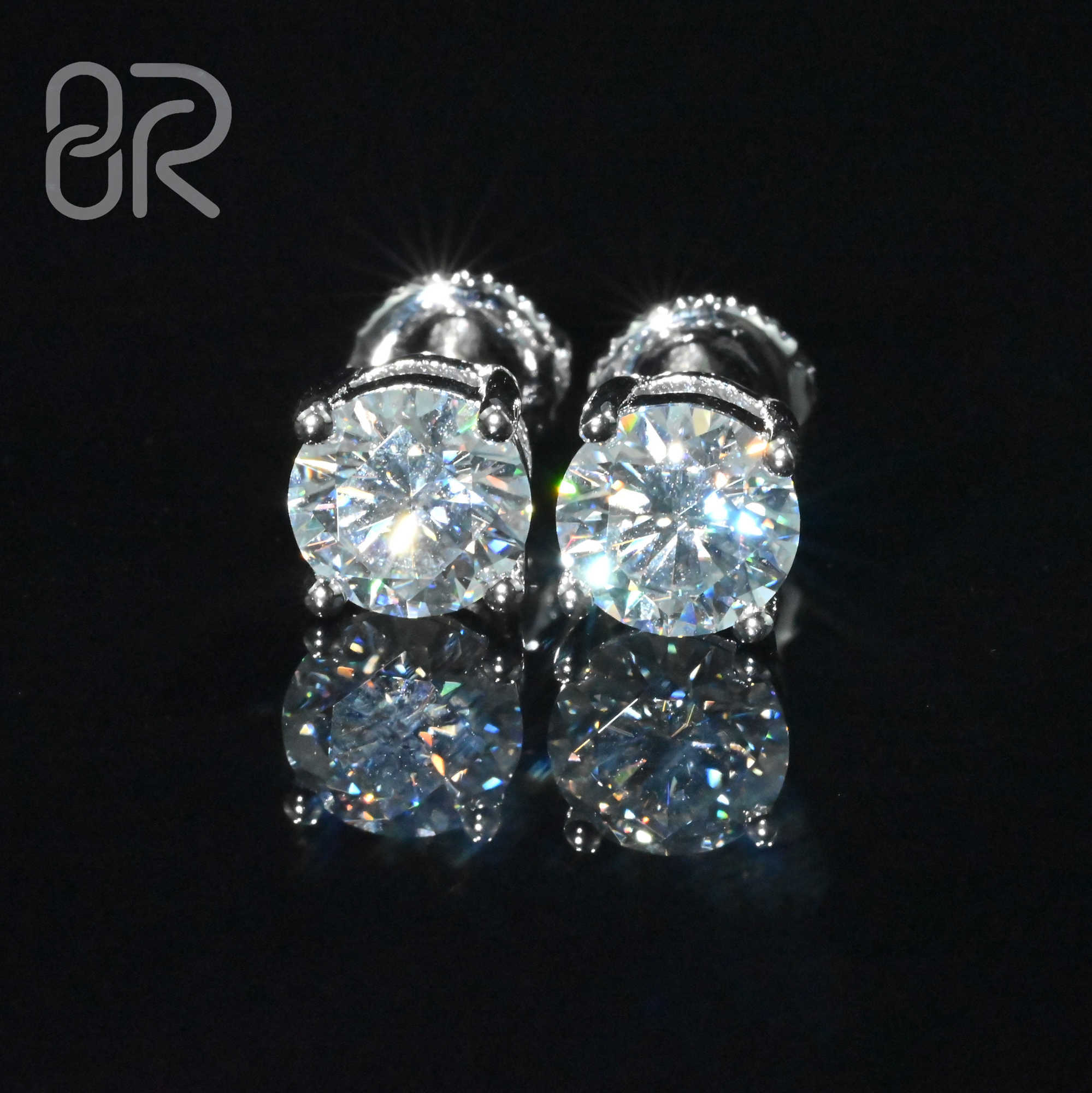 Fancy Jewelry Real 14K 18K Gold Earring Pass Diamond Tester Round Brilliant Cut Lab Grown Diamond Stud Earrings For Men Women