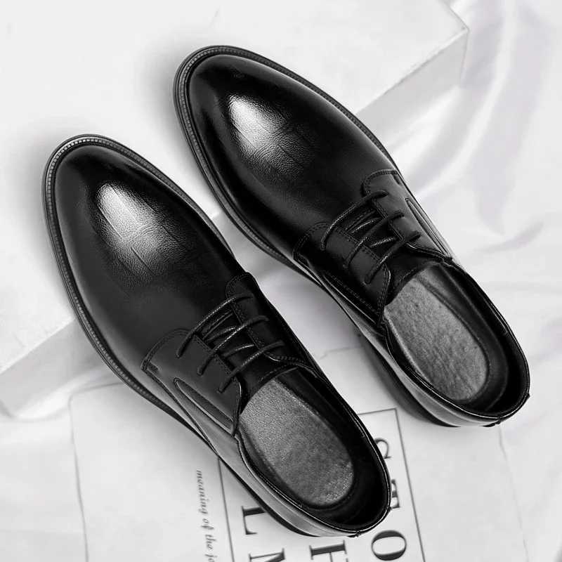 3/6/8 CM Elevator Shoes Men Dress Shoes Black Soft Leather Men Heighten Formal Shoes Casual Business Men Oxfords Suit ShoesXJ250113