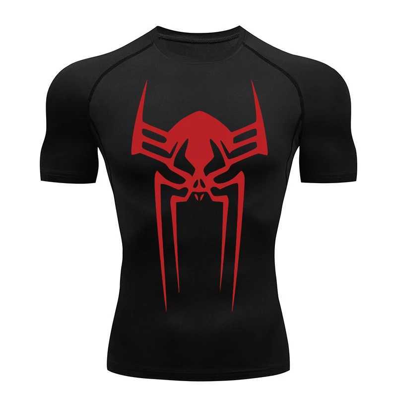 Spider Print Gym Workout Rash Guard for Men Athletic Quick Dry Stretchy Compression Shirts Undershirts Baselayers Tshirts Tops X250113