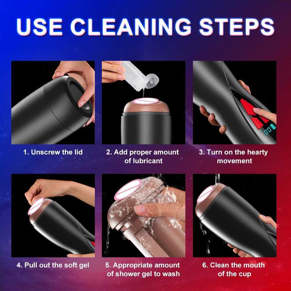 Automatic Male Masturbation Cup Telesic Heated Vibration Penis Oral Mane Suction Blowjob Vagina Masturbator Adult Sex ToysXJ250113