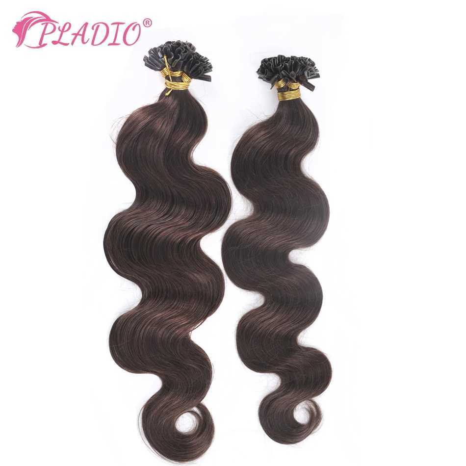 Pladio Body Wave U Tip Hair Extension 00% True Remy Human Hair 2-26 inches Pre Adhesive Keratin Hair Extension for Salon Supply W250113