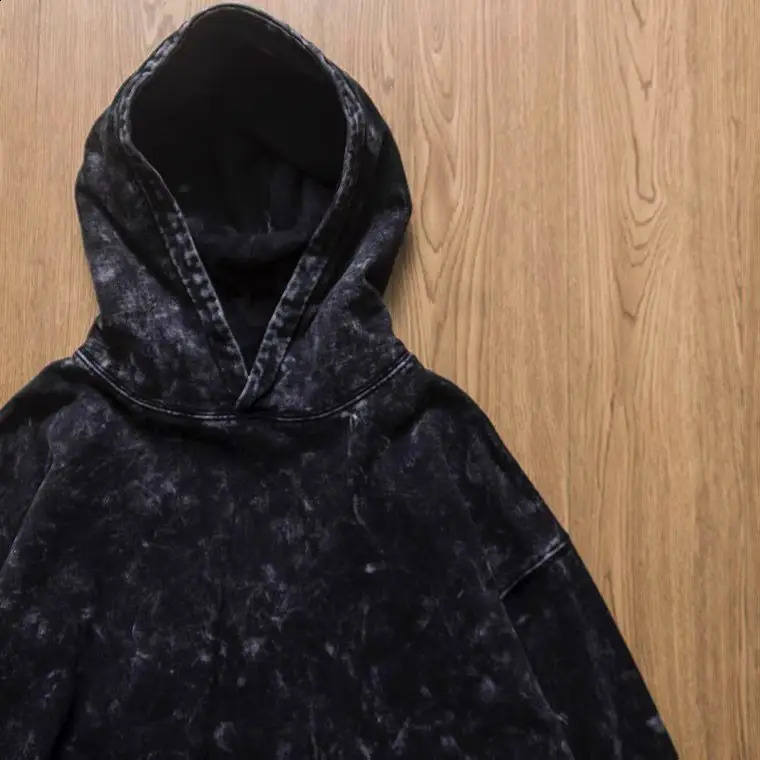 Y2K High Street Joker Casual Loose Old Fried Snowflake Hoodie Sweater Men and Women Increase Solid Color Pullover Long Sleeves 250113