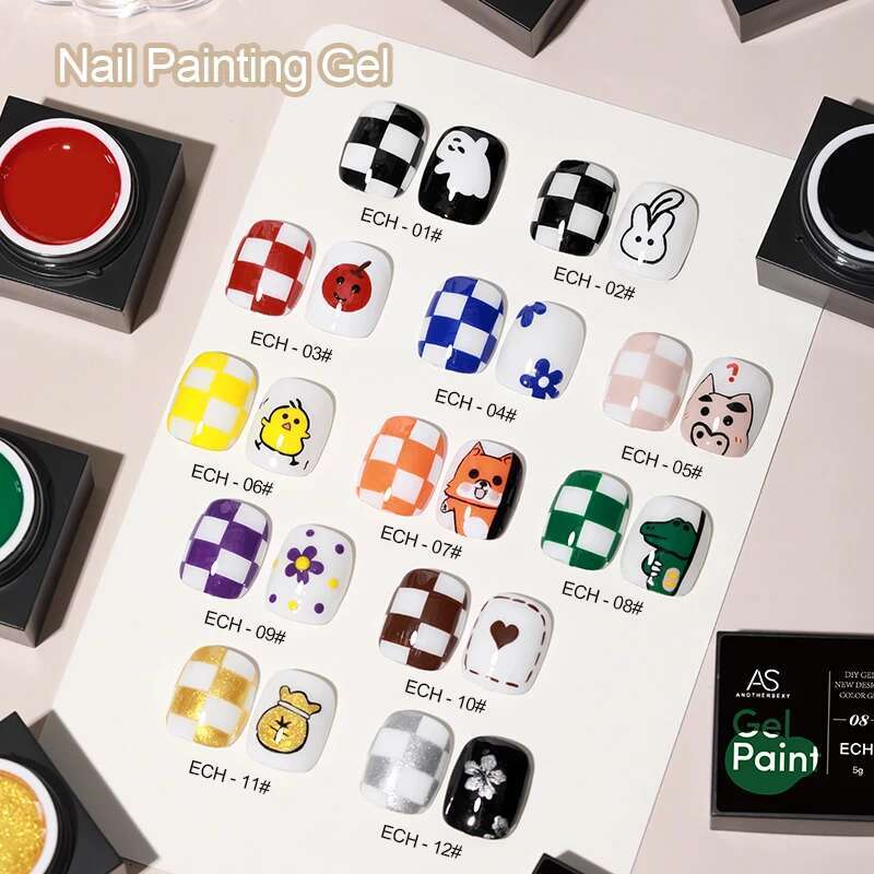 AS 12pcs Colorful Painting Set Art Vernis Semi Permanent Glitter Polish UV Nail Gel Manicure Kit