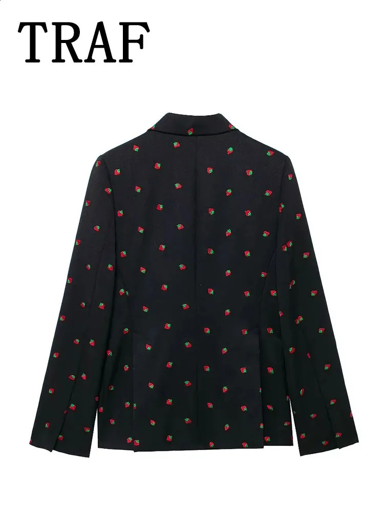 TRAF Strawberry pattern mini Skirt Sets Women 2 Pieces Fashion Strawberry Pattern Blazer Coat Two Piece Set Women Outfi 250109