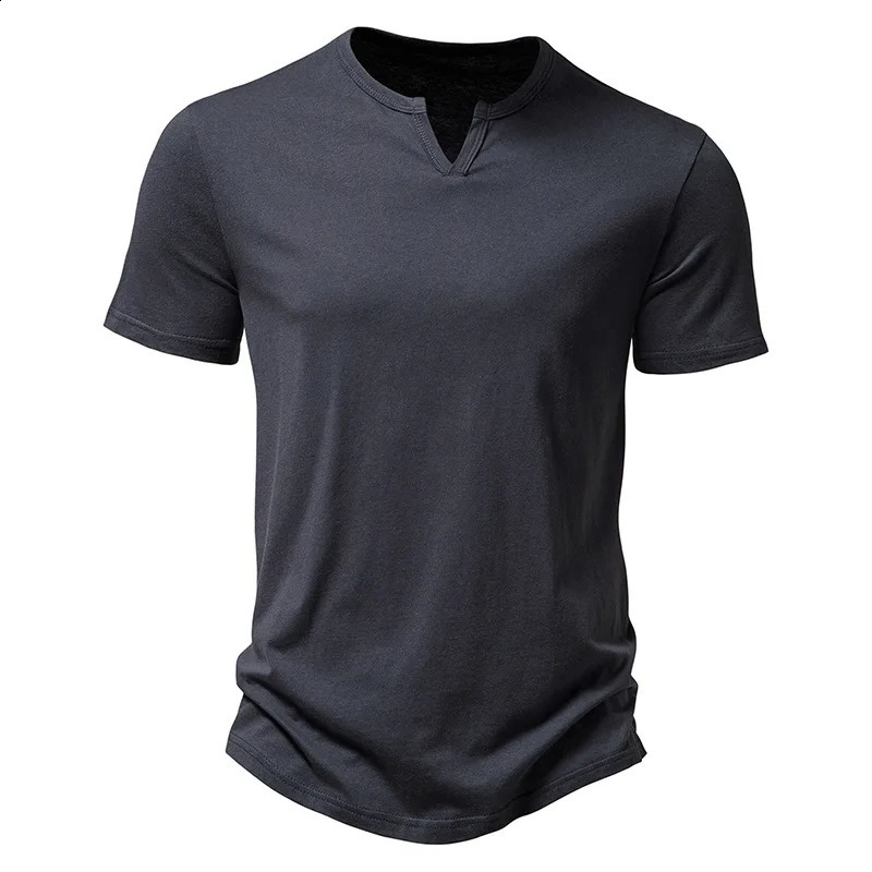 Summer Quality Men TShirt VNeck Fashion n Slim Fit Soild TShirts Male Tops Tees Short Sleeve T Shirt for 250113