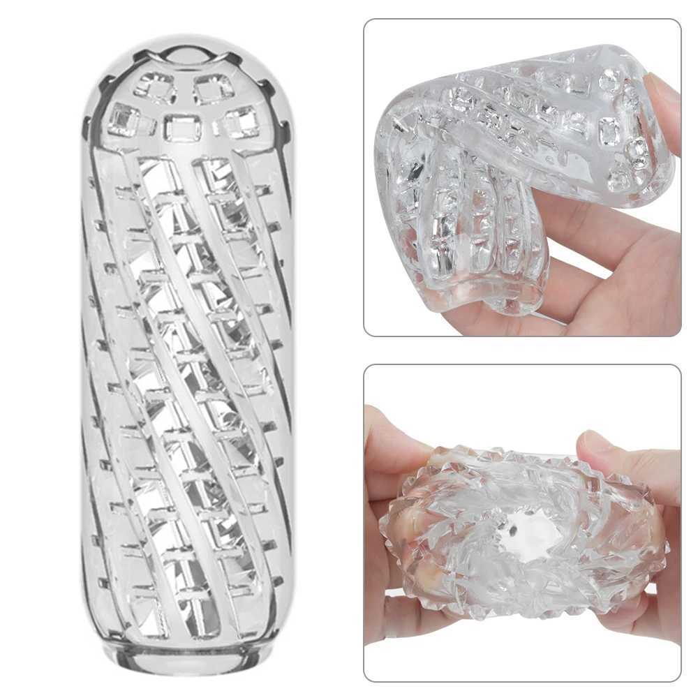 Male Masturbator Cup TPE Soft Transparent Penis MassageEndurance Exercise Transparent Exercise Sex Toys Blowjob Aadult toysXJ250113