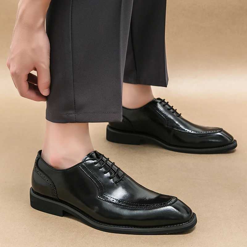 Designer Fi Derby Shoes Men Square Headed Lace up Business Fi Dress Shoes British Style Black Red Size 38-46 Men ShoesXJ250113
