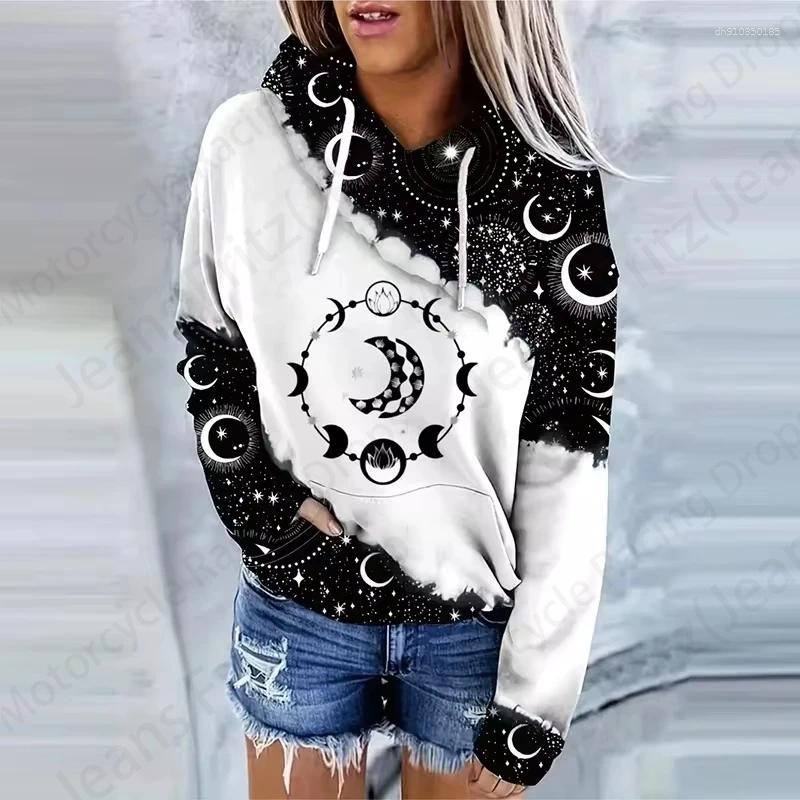 Men's Hoodies Moon Sun 3d Print Drawstring Women Hoodie Fashion Oversized Autumn Long Sleeve Hooded Sweatshirt Women's Clothing