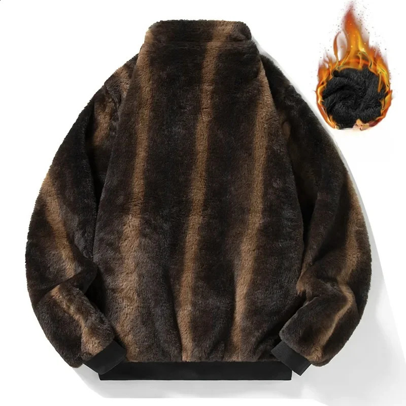 Retro Brown Thicken Warm Oversized Fleece Coat Men Loose Casual Mens Jacket Highstreet Outerwear Male Cardigan Winter 250107