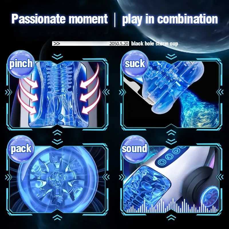 Male Masturbator Automatic Blowjob Cup Powerful Sucking Vaginal Mouth Intelligent Heated Masturbator Adult Sex Toys For MenXJ250113