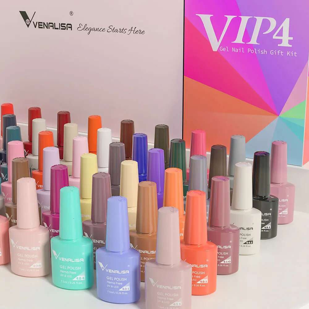 7.5ml VENALISA Polish Set VIP4 Hema Free NailManicure Soak off Base Nowipe Topcoat UV LED Nail Gel Varnish Kit