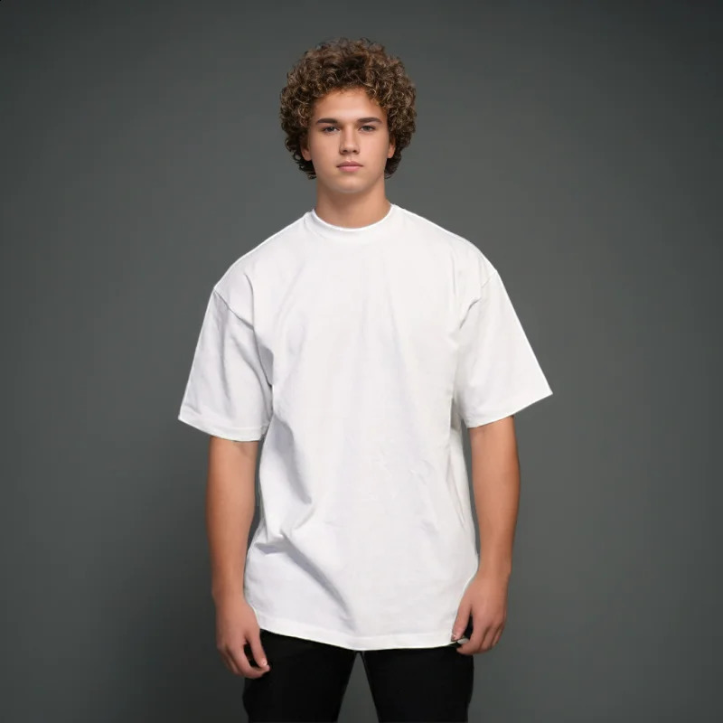 Mens T Shirt Cotton High Quality Short Sleeve Top Man Summer Breathable Round Neck Loose Black White Tee 250113
