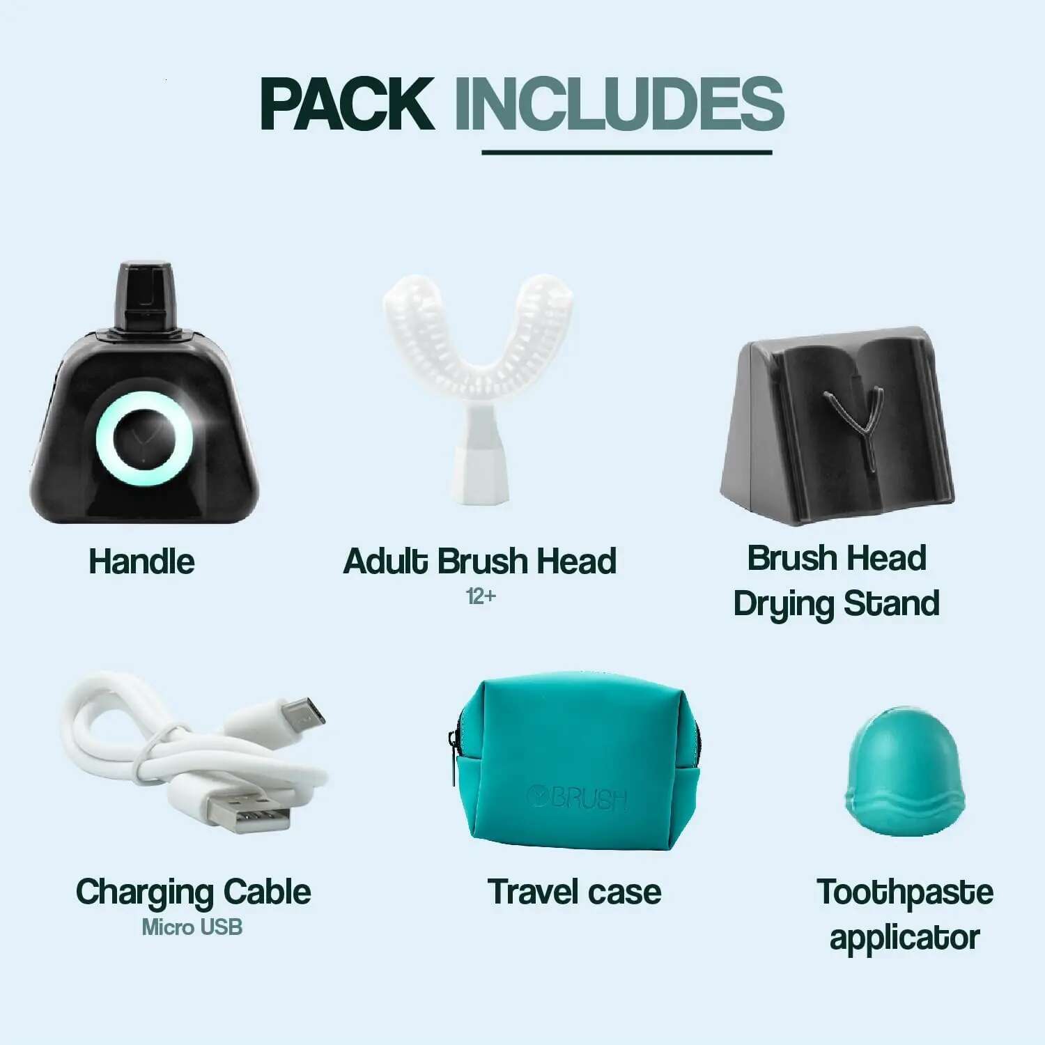 Y-Brush Electric Toothbrush Y-Shaped Brush 3 Months Battery Life - NylonBlack Premium Pack