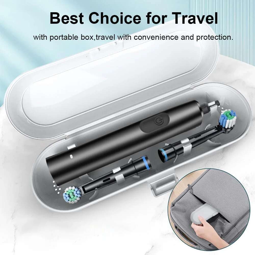 Rotating Adult Teeth Deep Clean Whitening Electric Toothbrush with Replacement Brush Heads and Travel Case