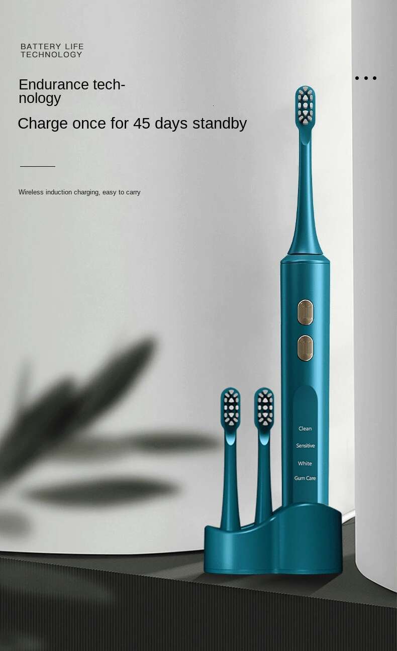 Smart Electric ultrasonic Toothbrush 4 Cleaning Modes High Frequency IPX7 Waterproof Wirelesss Charging Base DuPont Brush Head