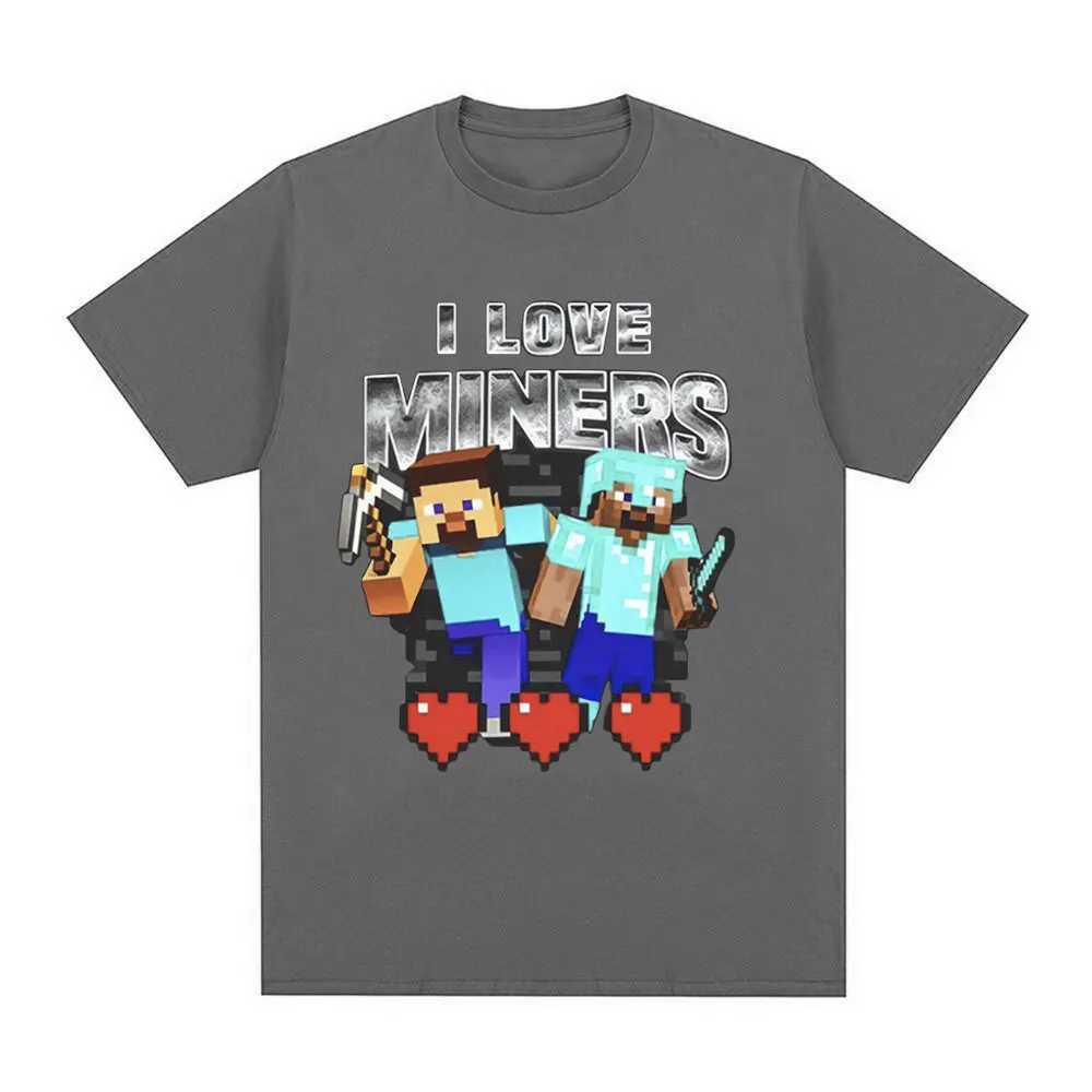 I Love Miners Print T Shirt Otaku Game Funny Meme T-shirt Mens Women Clothing Cotton Casual Short Sleeve Oversized T Shirts Tops X2501131