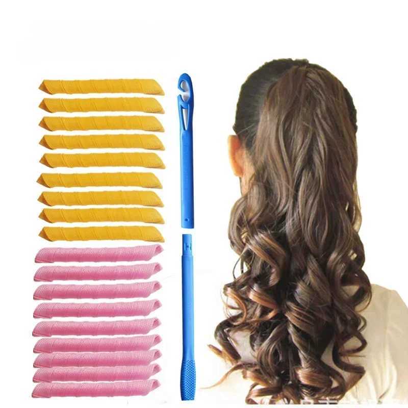 18 pieces/set Spiral Curler Non Thermal Styling Tool Set Non Damaged Wave Curler W250113