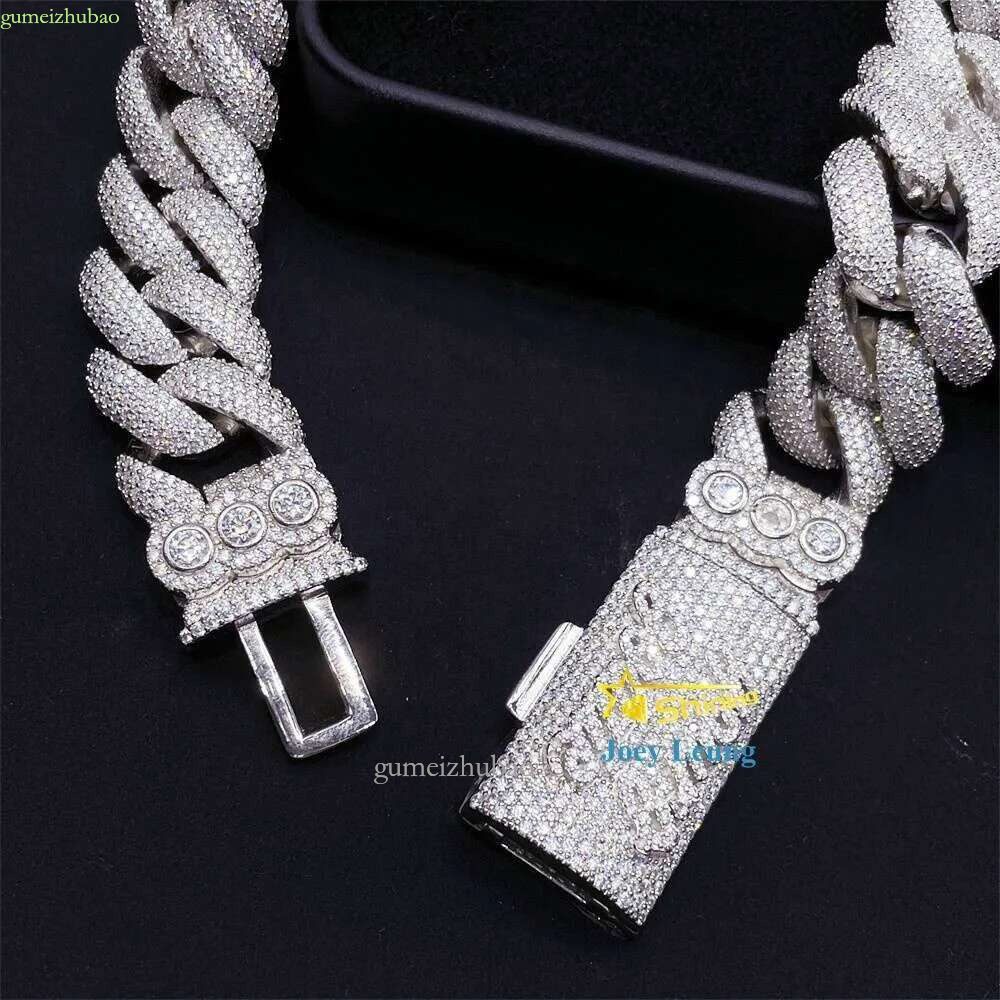 Big 20mm Necklace Hip Hop Jewelry Sier Vvs Dia Moissanite Iced Out Cuban k Chain Custom