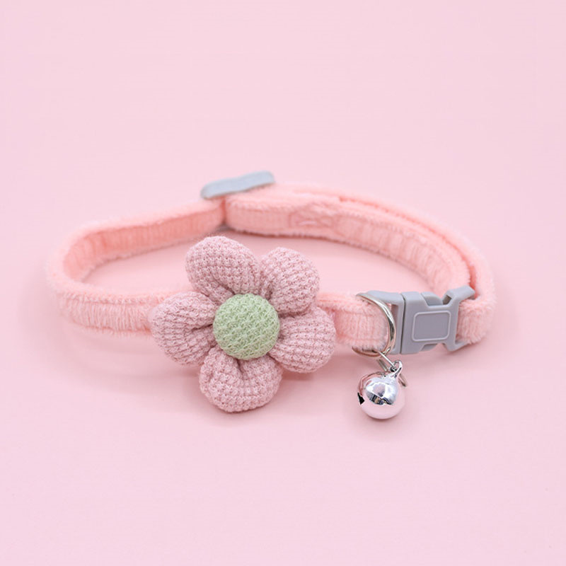 Cat Collar with Cute Flower Adjustable Buckle Cat Collar Bell Collar Cat Small Pet Supplies Kitten Collar Small Dog Acce