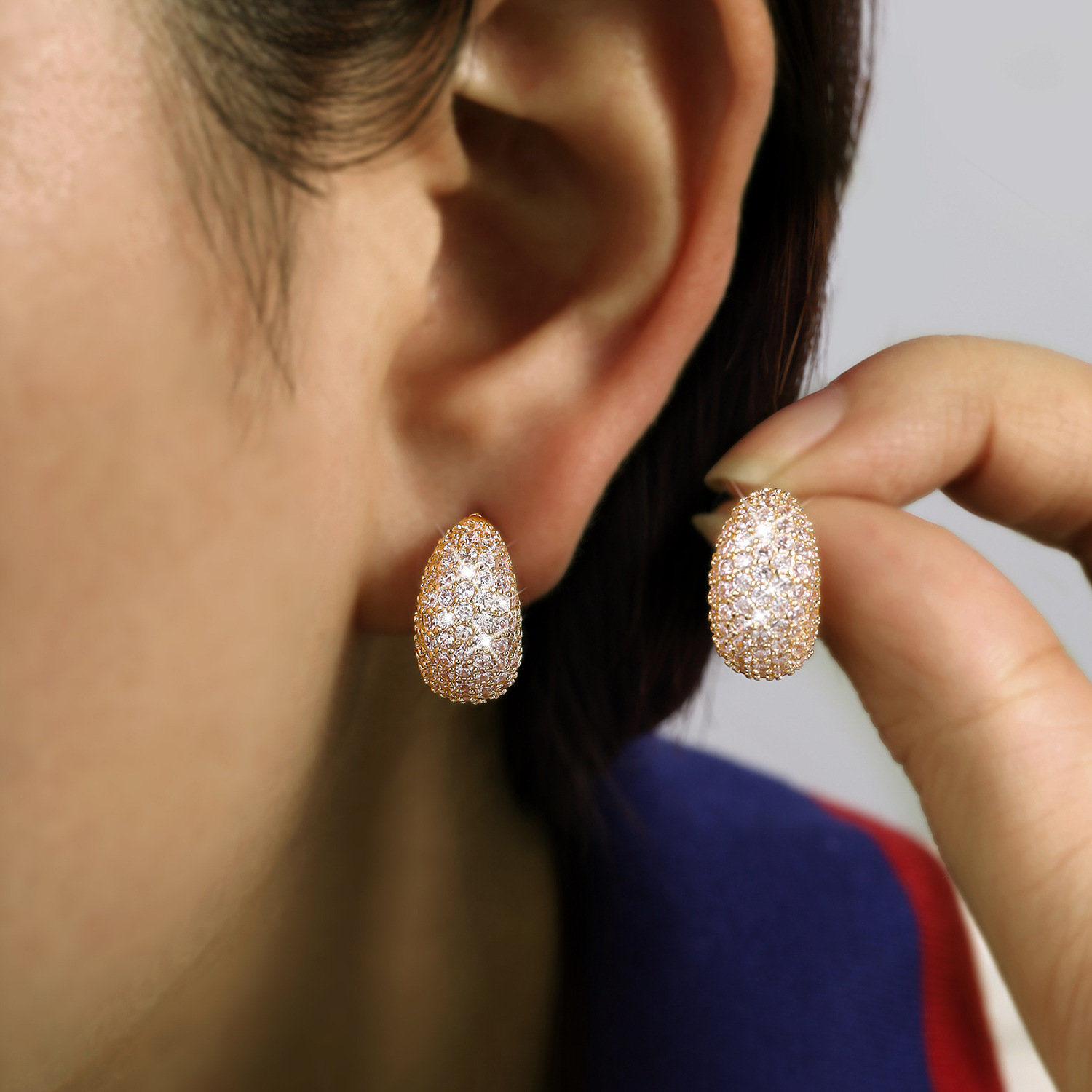 Sparkling Luxury Stud Earrings Elegant Women Fashion Jewelry 925 Sterling Silver 18K Gold Fill Pave Micro 5A Cubic Zircon CZ Diamond Party Lady Earrin