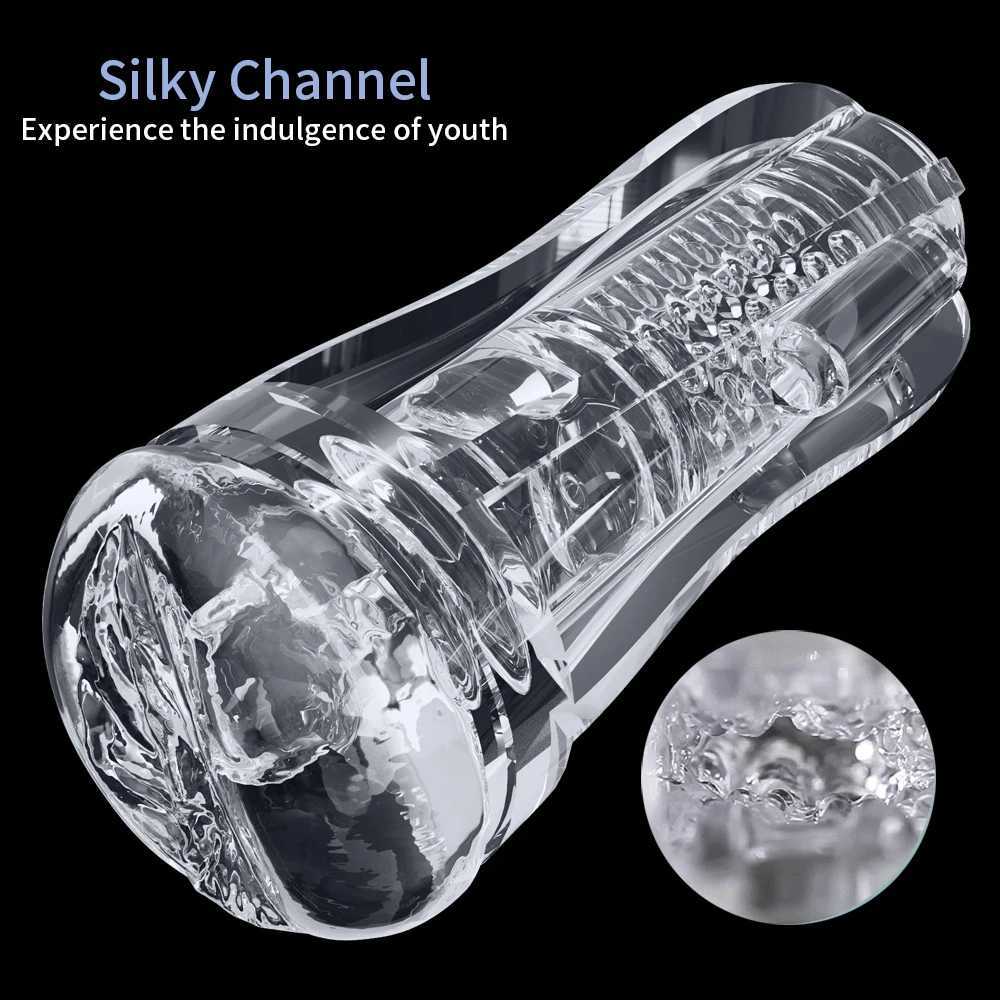 Male Masturbator Soft Pussy Adult Endurance Exercise Sex Products Transparent Vagina Vacuum Sucking Pocket Cup Sex Toys for MenXJ250113