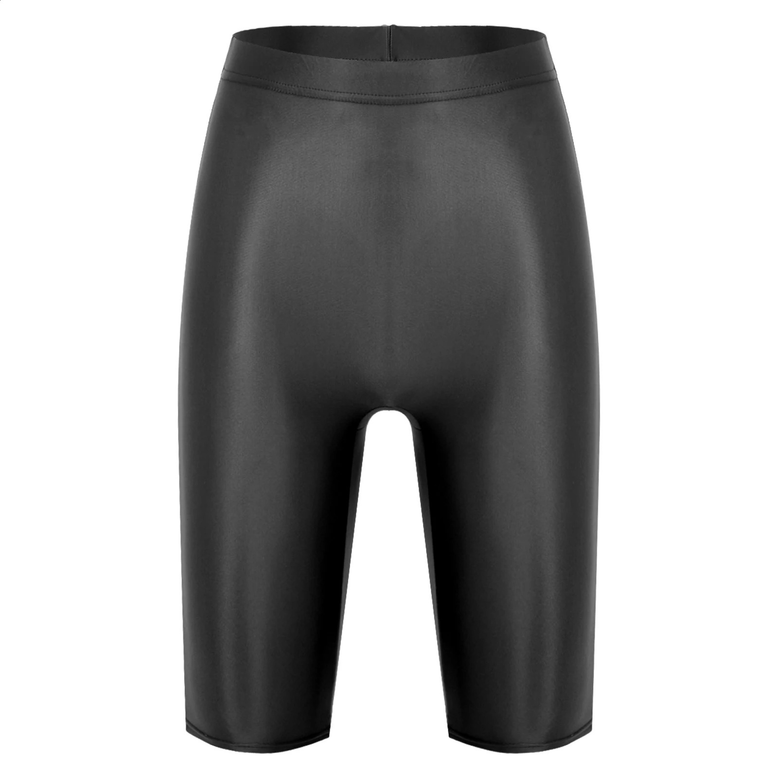 Womens Gymnastics Swim Shorts Glossy High Waist Elastic Waistband Short Leggings Swimwear Workout Sports Bottoms 250107