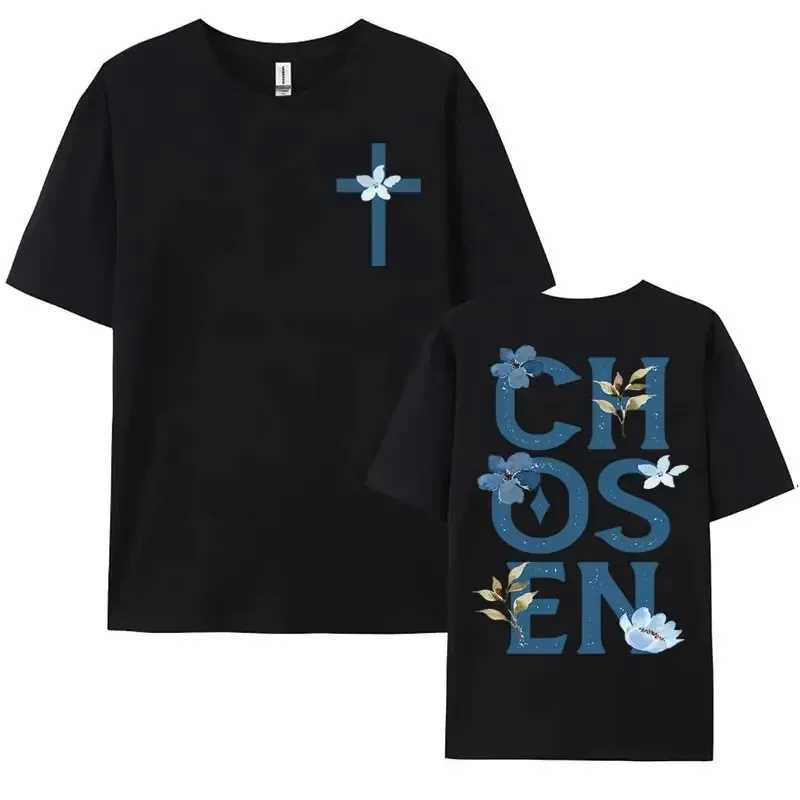 Chosen Floral Aesthetic Bible Verse T-shirts Womens Trendy Christian Clothing T Shirt Mens Fashion Retro Style Classic T-shirt X250113