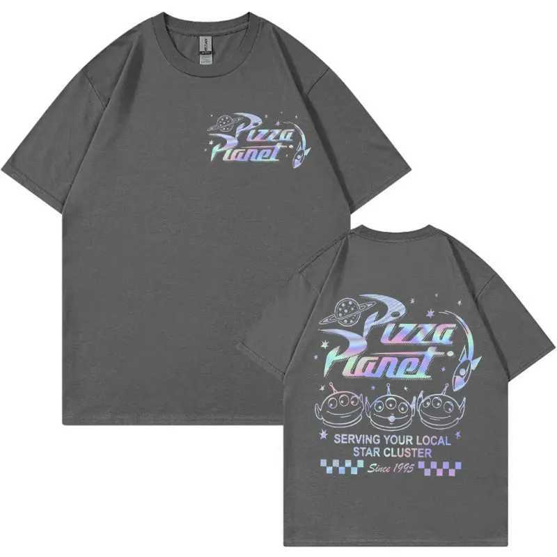 Pizza Planet Aliens Two-sided Print Tshirts Men Women Funny Meme Vintage Cartoon T-shirt Summer Casual Cute Short Sleeve T Shirt X250113