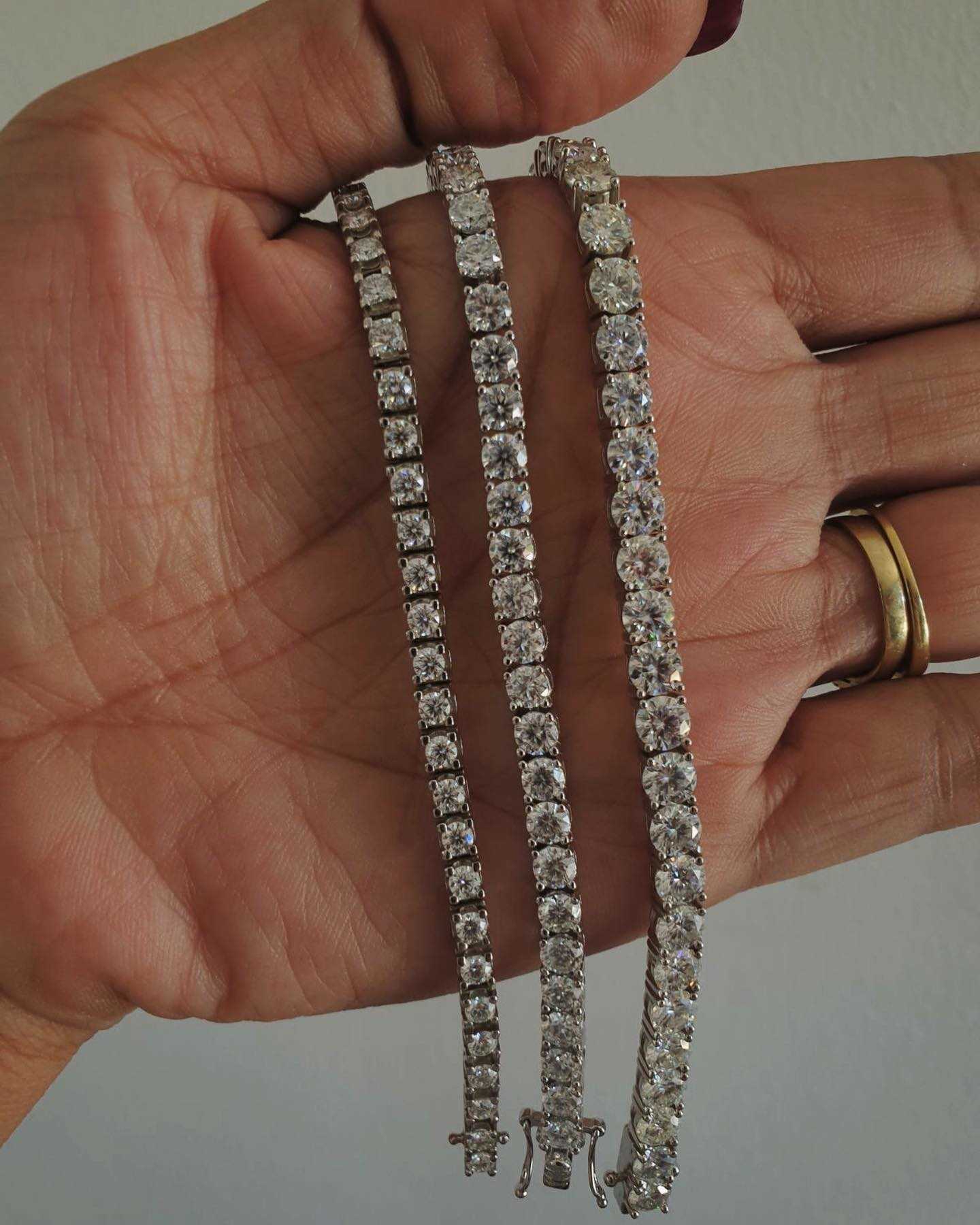 Hot Selling 5mm 20inch Moissanite Necklace Full Iced Out Moissanite Diamond 18K Gold Plated Tennis Link Chain for Men Women