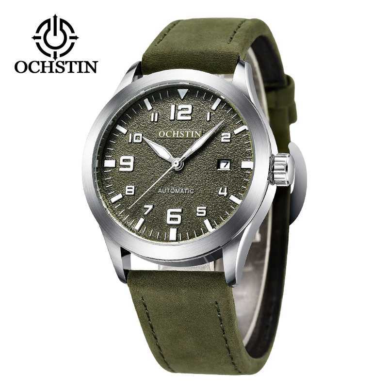 OCHSTIN Mens Mechanical Pilot Watch Luxury Self Wind Leather Mechanical Mens Watch Automatic Date Relogio Mens Watch M250113