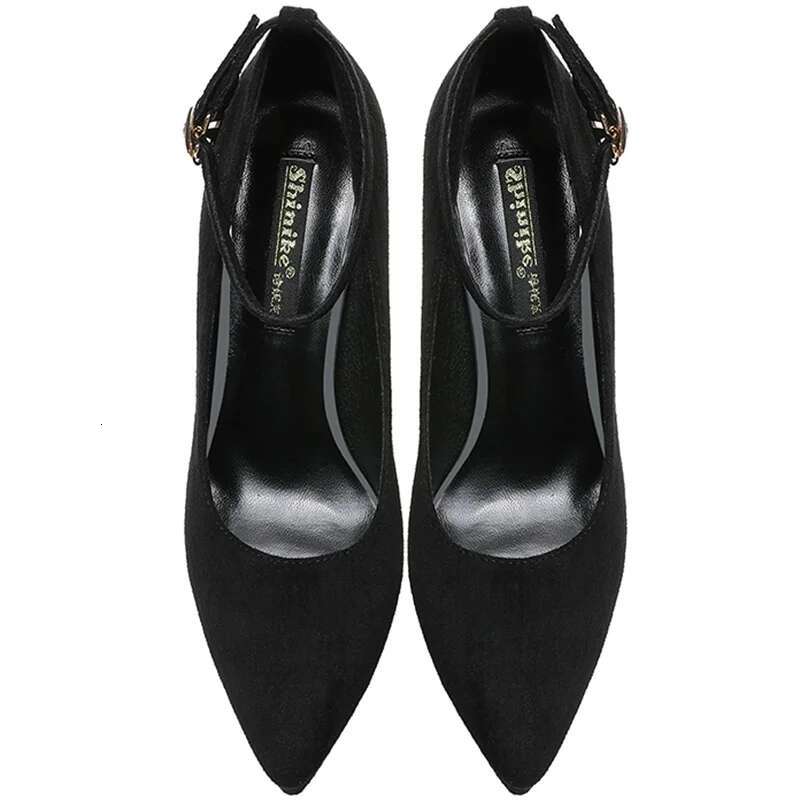 New Sexy Classic 12Cm High Heels Women's Summer Black Shoes Ladies Strappy Pumps Platform Round Head Ankle Strap Footwear