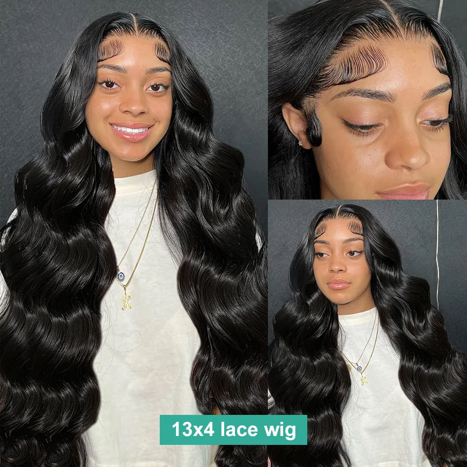 180Density 13*4Lace Front Body Wave Wig Black 36Inch glueless preplucked Wigs For Black Women High Quality Heat Resistant Fiber Look Like Human Hair