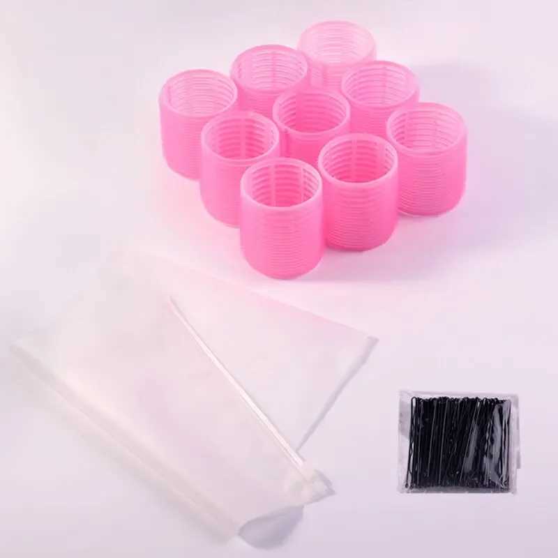 Hot selling 9-piece pink nylon plastic hair roll set DIY hair removal tool 3-size no heat self grip hair roll W250113