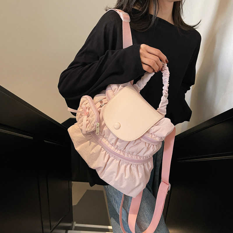 Backpack 2025 New Forest Sweet and Fashionable Folded Handbag Campus Style High School Student 250113
