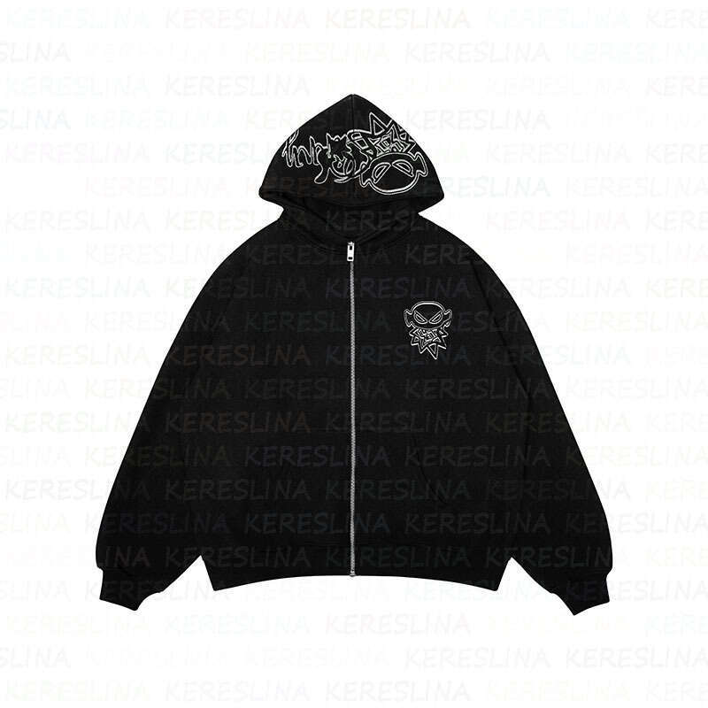 trendy printed suit loose hoodie y2k hiphop top hooded sweatshirt street autumn winter