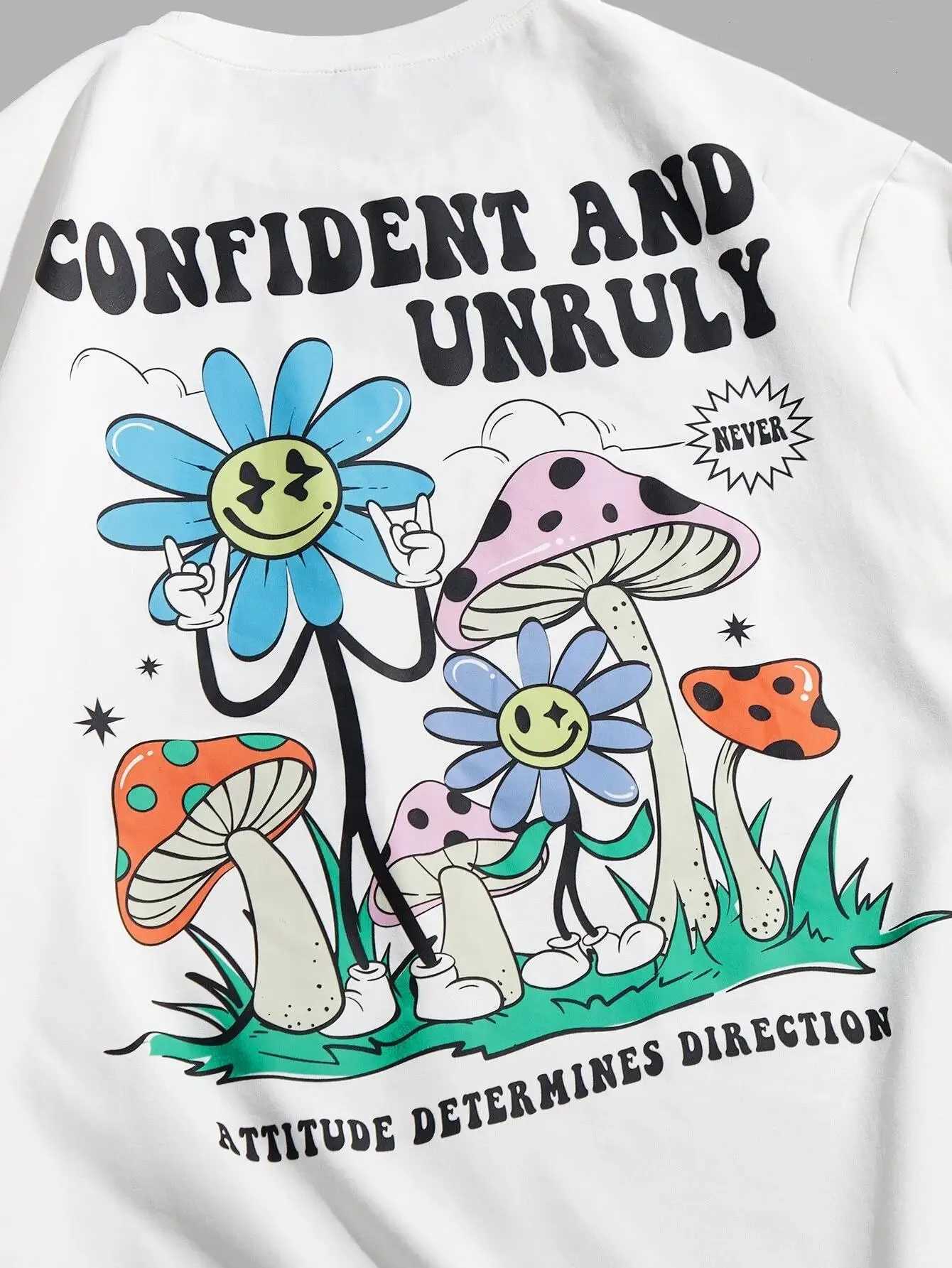Confident And Unruly Attitude Determines Direction Men T Shirt Cotton Shirt Street Loose T-Shirts Summer Breathable Short Sleeve X2501131