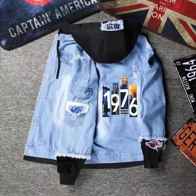 Loose Mens Denim Jacket Stylish With Print Male Jean Coats Trendy Branded Low Price Vintage Fashion Original New In Lxury Cheap X250113