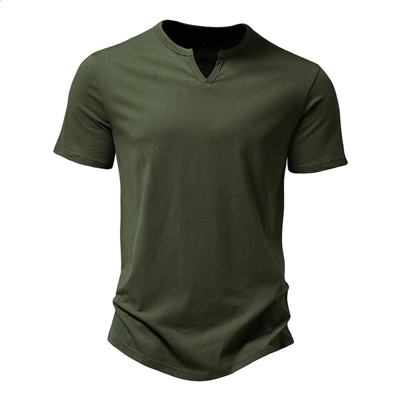 Summer Quality Men TShirt VNeck Fashion n Slim Fit Soild TShirts Male Tops Tees Short Sleeve T Shirt for 250113
