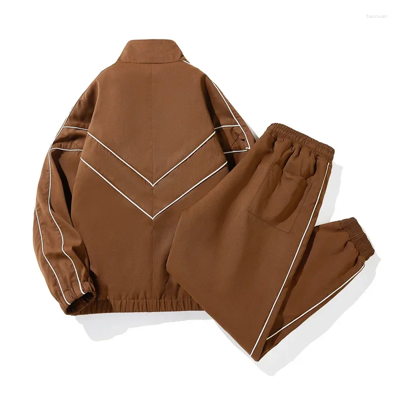 Men's Tracksuits 2025 Autumn Casual Fashion Suit Trendy Brand Hong Kong Style Loose Fit Plus Size 2-Piece Set Sports Wear