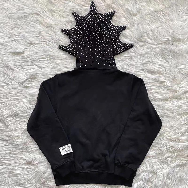 Men's Hoodies 24SS High Quality Glo Gang The Glory Hoody Heavy Industry Diamond-studded Hat Fashion Brand Men Women Patchwork Design