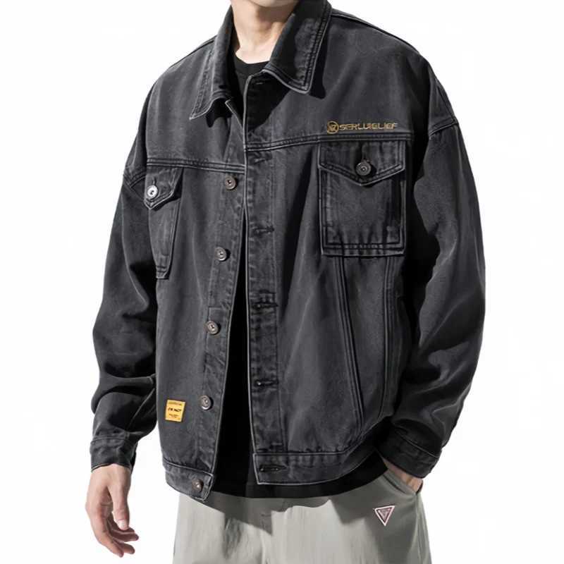 Spring Autumn Mens Denim Jacket High Street Fashion Lapel Multi-pocket Casual Coat Loose Handsome Versatile Cargo Jacket X250113