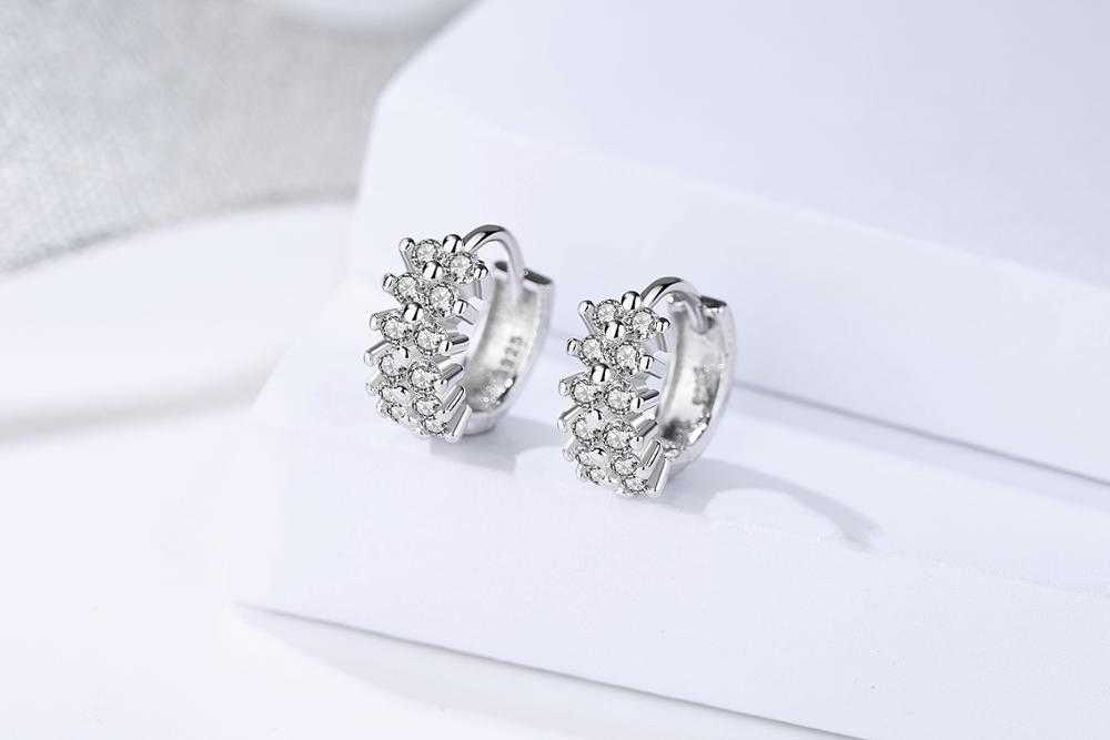 Fashion Jewelry 925 Sterling Silver Full Diamond Brilliant Zircon Micro-Insert Hoop Earrings for Women
