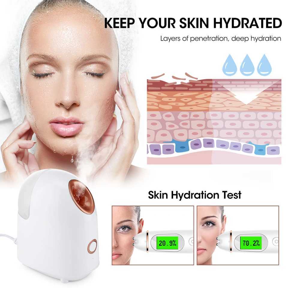 Facial Steamer Nano Ionic Hot Mist Face Steamer Home Sauna SPA Face Humidifier Atomizer for Women Men Moisturizing Unclogs Pores XJ250607