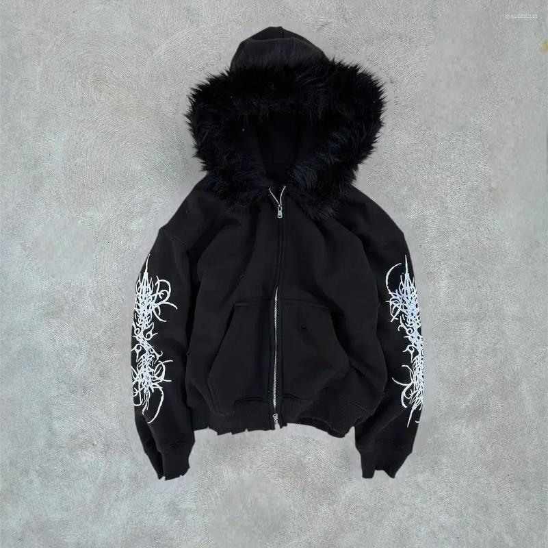Men's Jackets American Fashion Woolen Collar Hooded Cotton Jacket Winter Thick Plush Top Men Street Hip-Hop Harajuku Oversize Coat