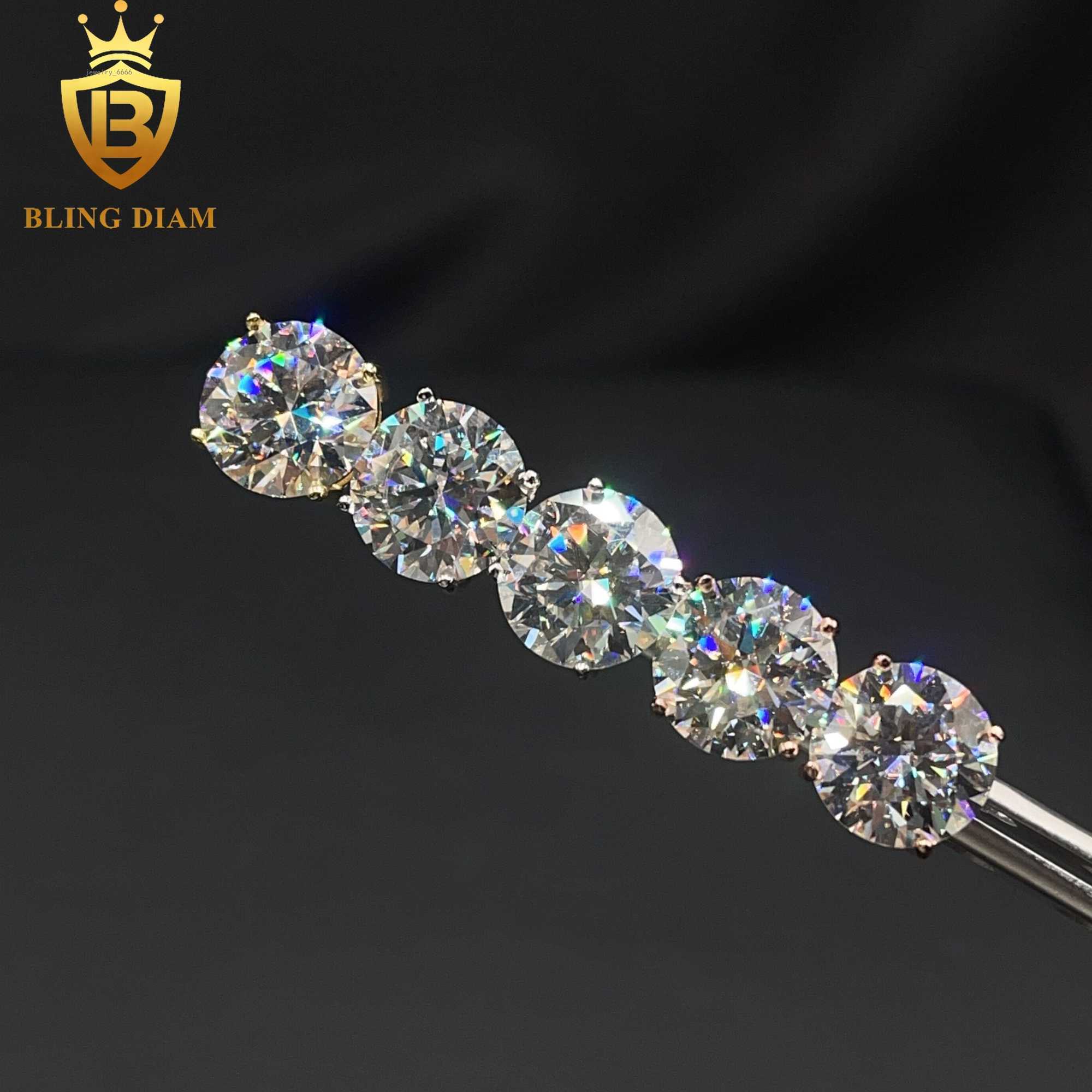 11mm Fine Jewelry Iced Out 925 Sterling Silver VVS Moissanite Diamond Screw Back Stud Earrings