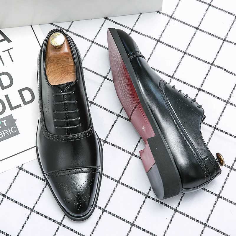 Derby Leather High Quality Fi Formal Wedding Mens Office hot Shoes Black Brown 38-48 Men ShoesXJ250113
