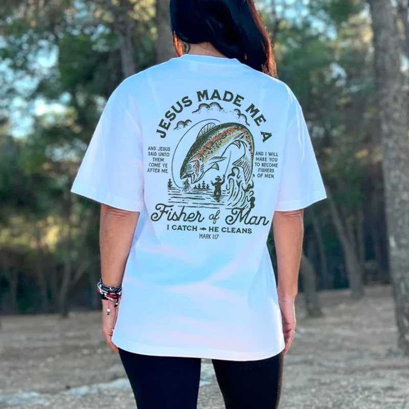 Fisher of Men Vintage Fashion Streetwear Tops Women Back Print Christian Bible Verse T-Shirt Unisex Jesus Religious Tshirts Gift X2501131