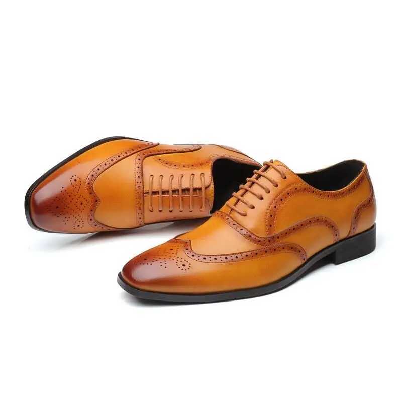 Mens Classic Brogue Shoes Mens Lace-Up Leather Dress Business Office Flats Men Wedding Party Oxfords EUR Sizes 38-48XJ250113