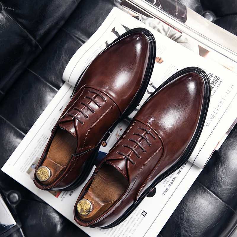 Business Formal Leather Shoes Mens Casual with Suit Low Top Solid Wedding Shoes Color Fi Oxford Shoes Pointed Office ShoesXJ250113