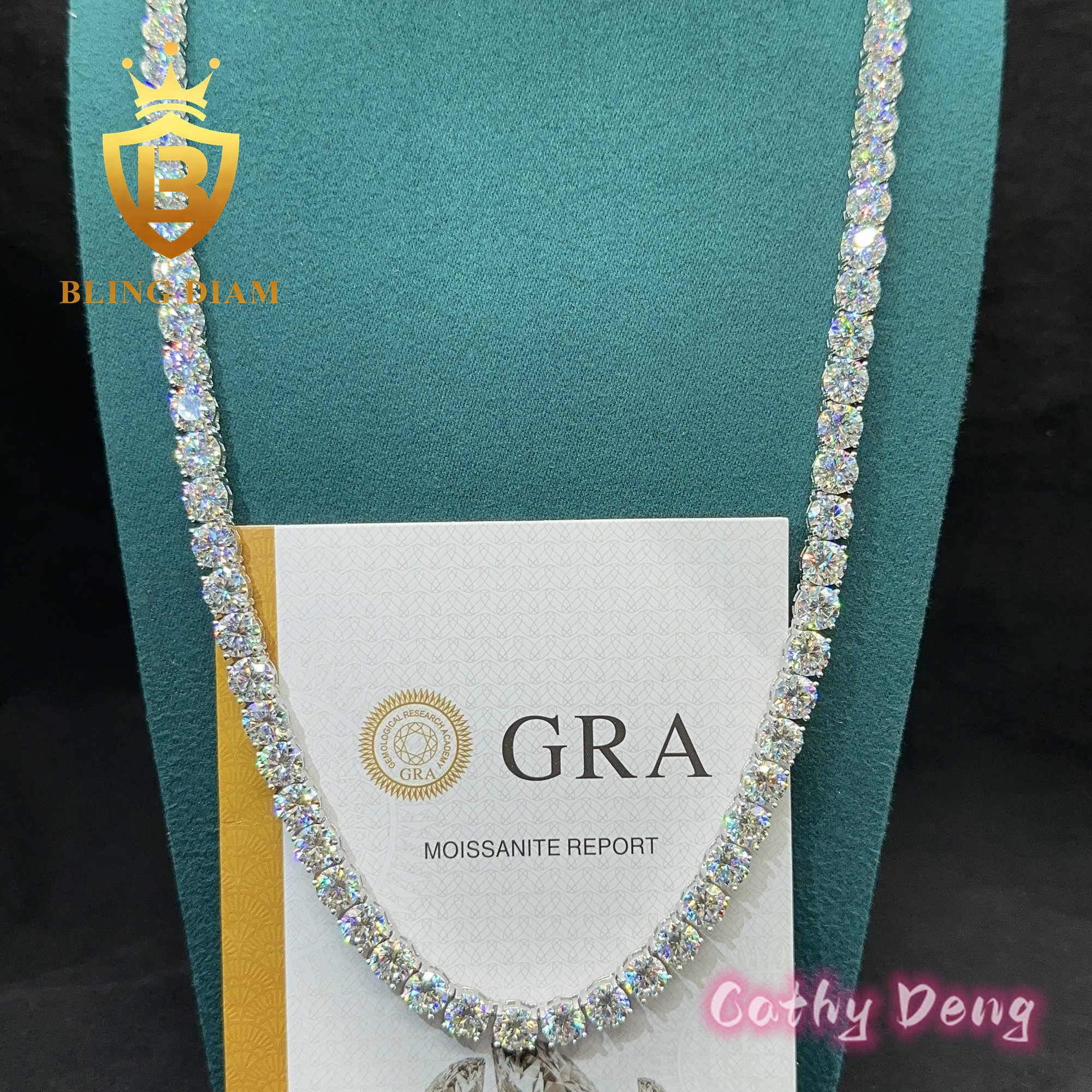 Wholesale 18k Gold Plated Hip hop Jewelry 8mm Ice out s925 VVS Moissanite Tennis Chain Necklace Bracelet for Men Women